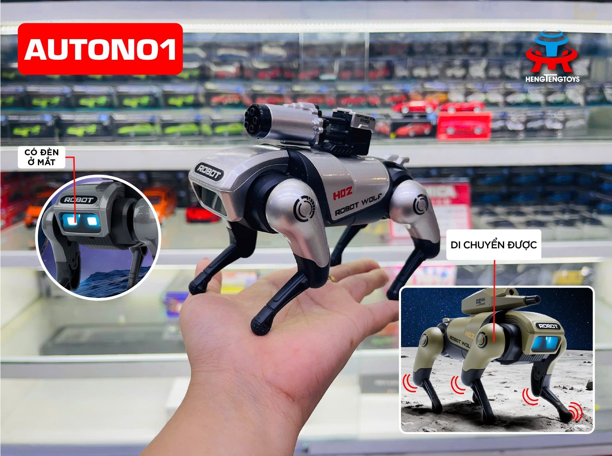  Mô hình robot thú cưng di chuyển được - có âm thanh đèn kích thước 15cm Henteng model 262A 