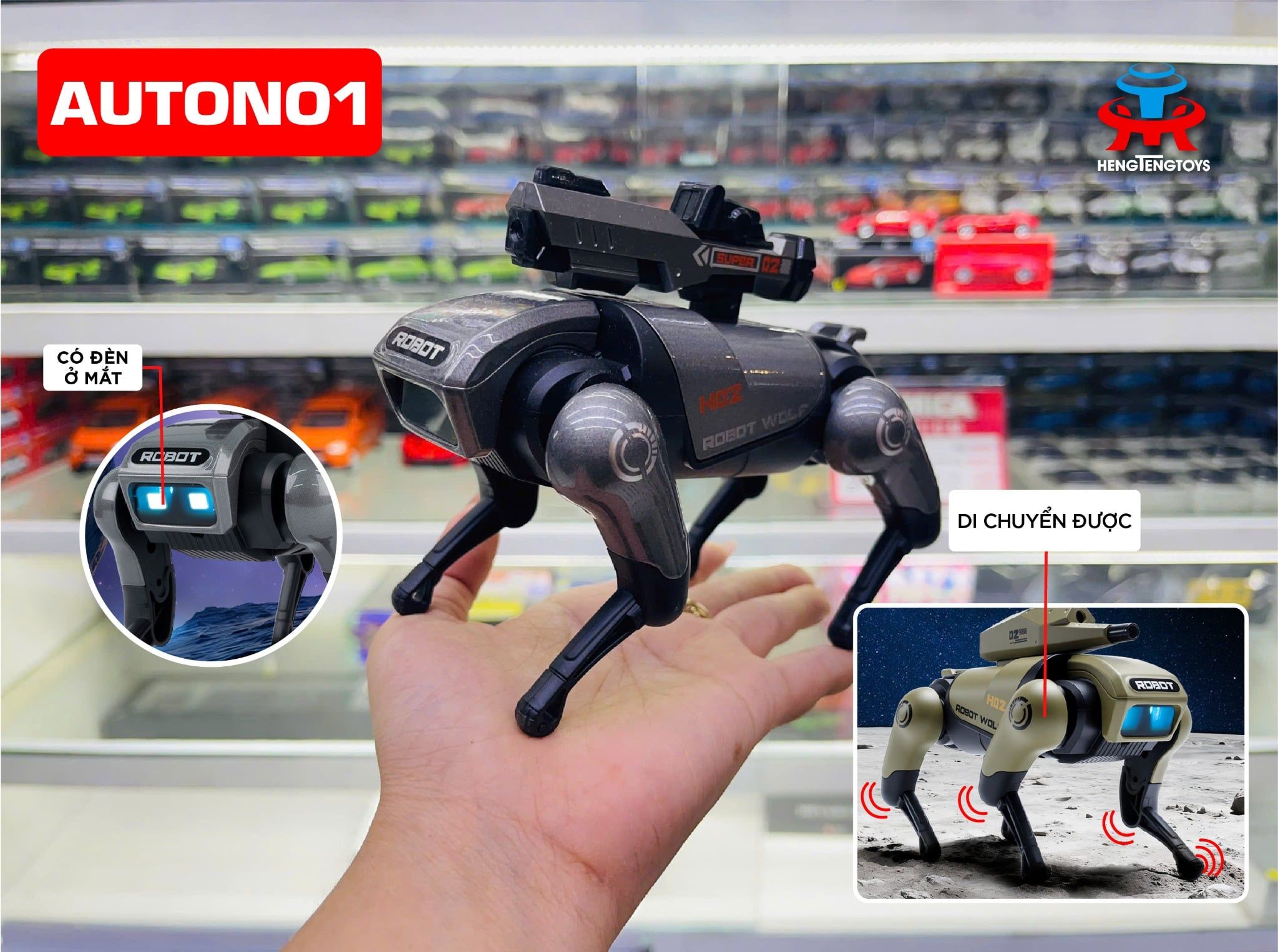  Mô hình robot thú cưng di chuyển được - có âm thanh đèn kích thước 15cm Henteng model 262A 