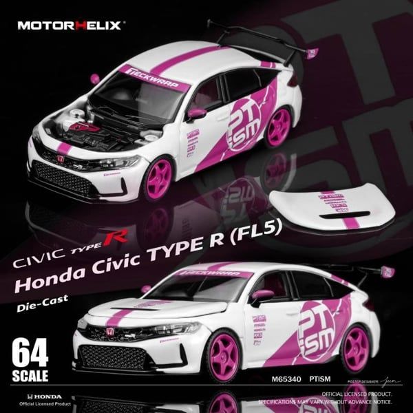  Mô hình xe Honda Civic TYPE R (FL5) PTiSM Pink tỉ lệ 1:64 Motorhelix M65340 