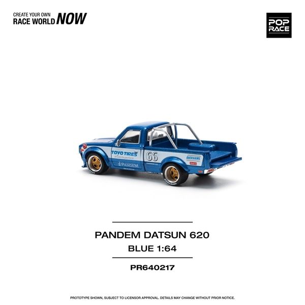  Mô hình xe Datsun Pandem 620 blue metallic mở được capo tỉ lệ 1:64 Poprace PR640217 