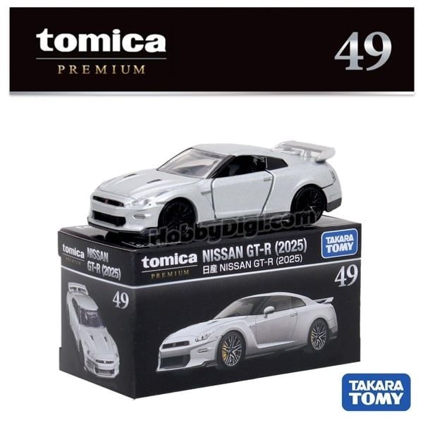  Mô hình xe Nissan GT-R R35 silver 2025 No.49 tỉ lệ 1:64 Tomica Premium 98713 