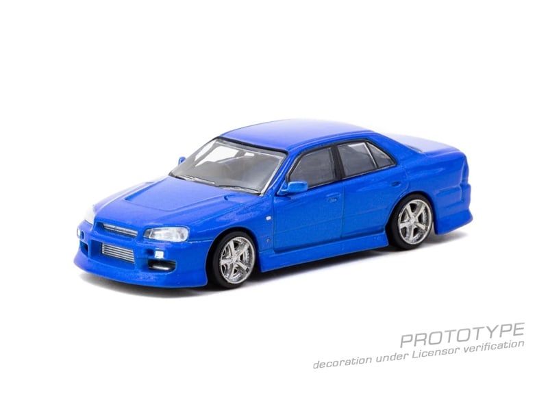  Mô hình xe Nissan R34 Skyline Sedan URAS -- Blue tỉ lệ 1:64 Tarmac Works 