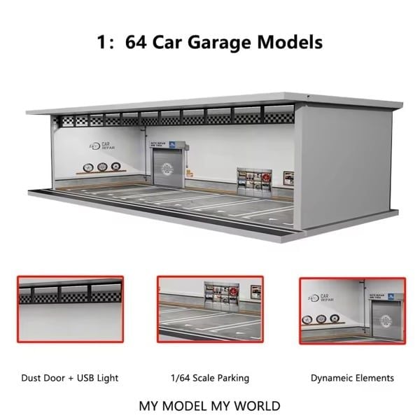  Hộp trưng bày mô phỏng dirorama garage Maintenance workshop Lighting Assembly Scene tỉ lệ 1:64 M-Cool MO914085 