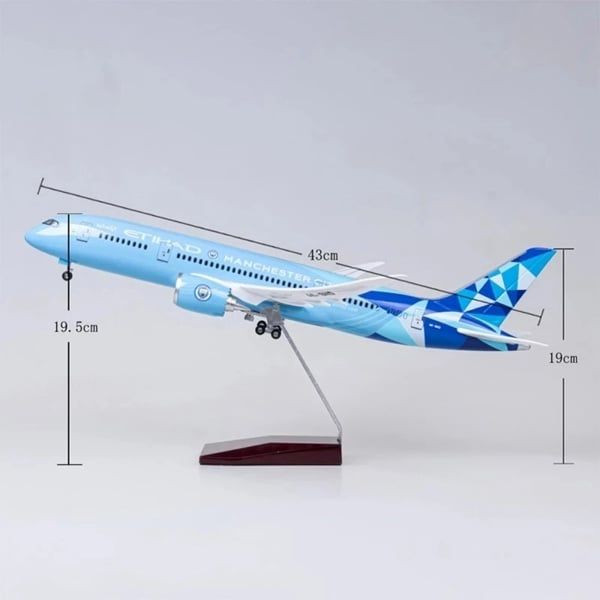  Mô hình máy bay Etihad Manchester City Boeing B787 có bánh xe kích thước 47cm no led MB47103 