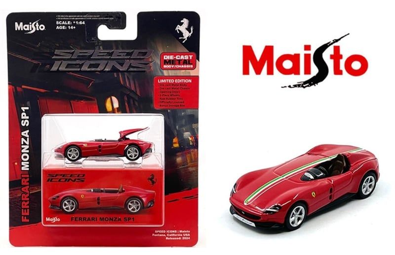  Mô hình xe Ferrari Sp1 Rosso Corsa Red- Speed Icon bản card tỉ lệ 1:64 Maisto 15702 