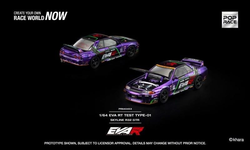  Mô hình xe Nissan Skyline R32 Eva Rt Test Type-01 tỉ lệ 1:64 Pop Race PR640453 