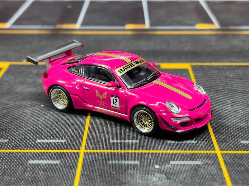  [Hàng Loose] Mô hình xe Porsche RWB Rauh Welt 997 AVA pink tỉ lệ 1:64 Poprace PR640187 