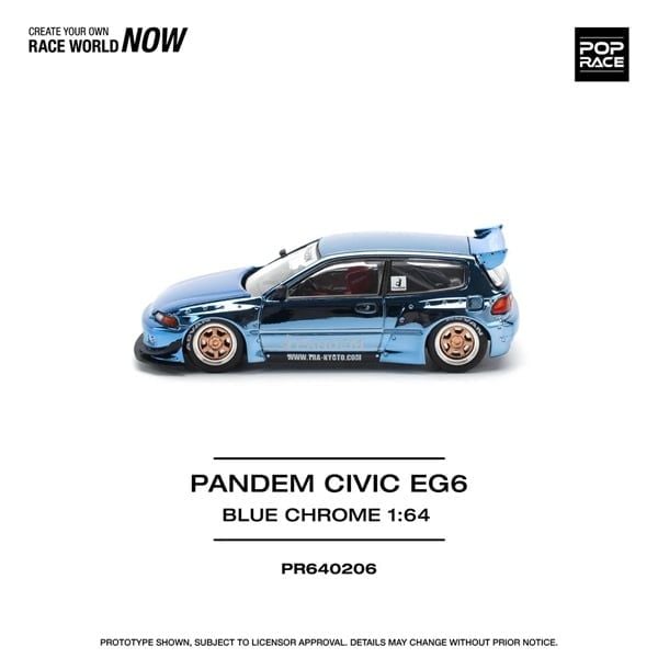  Mô hình xe Pandam Civic EG6 Blue Chrome tỉ lệ 1:64 PopRace PR640206 