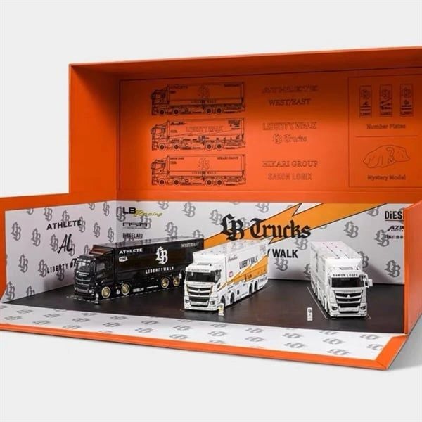  Mô hình xe Mitsubishi Fuso Super Great Lbwk Truck Set Of 3 tỉ lệ 1:64 GCD Model OT64474 