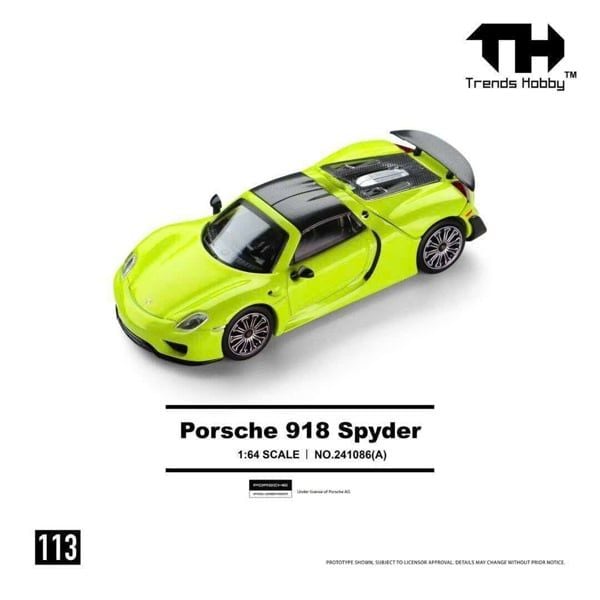  Mô hình xe Porsche 918 Spyder green tỉ lệ 1:64 Trends Hobby 241086 
