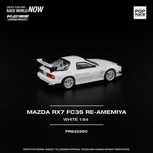  [Hàng Loose] Mô hình xe Mazda RX7 FC3S Re-Amemiya White tỉ lệ 1:64 Pop Race PR640260 
