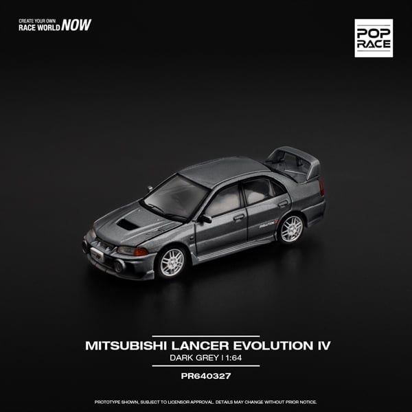  [Hàng Loose] Mô hình xe Mitsubishi Lancer Evolution Iv Dark Grey tỉ lệ 1:64 PopRace PR640327 