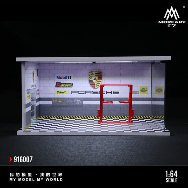 Mô hình trưng bày mô phỏng Car Repair Shop Porsche tỉ lệ 1:64 More Art MO916007 