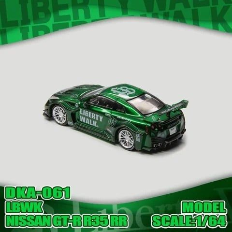  Mô hình xe Nissan GTR35 RR LBWK Green livery Diecast Model tỉ lệ 1:64 Demon King Auto DKA-061 