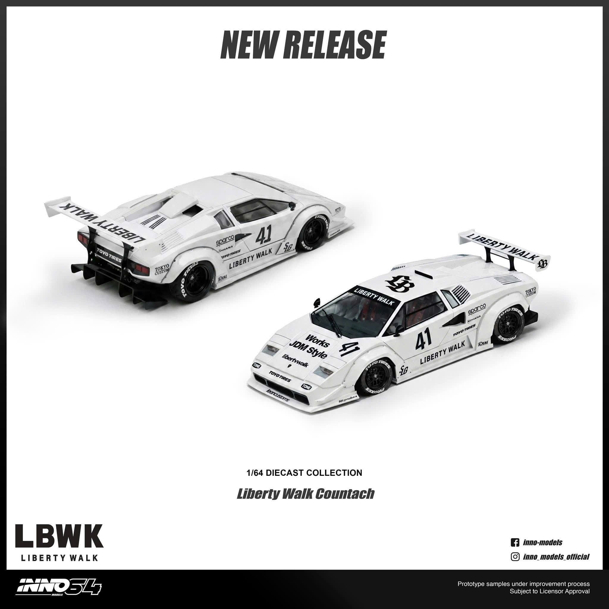  Mô hình xe LIBERTY WALK COUNTACH tỉ lệ 1:64 Inno64 model IN64-LBCOUNTACH-01 