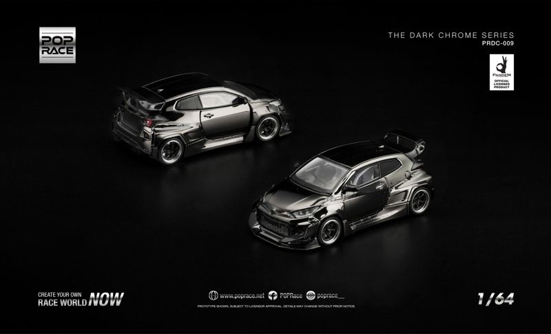  Mô hình xe Toyota PANDEM GR YARIS - DARK CHROME tỉ lệ 1:64 Pop race PRDC009 