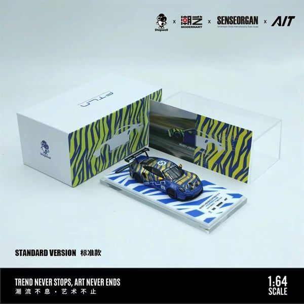  Mô hình xe Porsche 911 CUP Blue Gold Thorn #5 tỉ lệ 1:64 Modernart x Senseorgan x AIT MD647313 