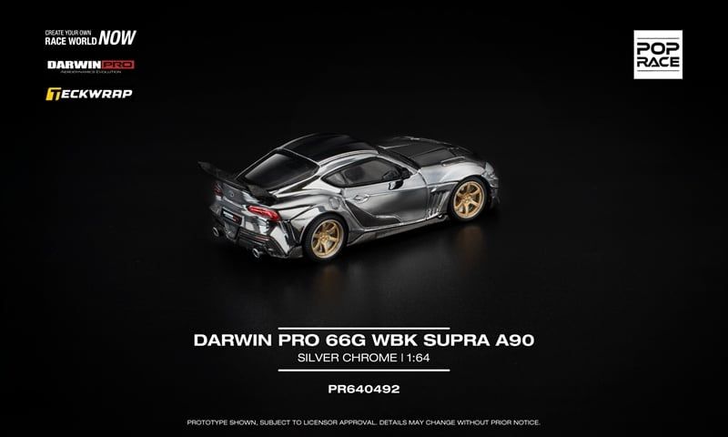 Mô hình xe Darwin Pro 66G WBK Supra A90 - Silver Chrome tỉ lệ 1:64 Pop Race PR640492 