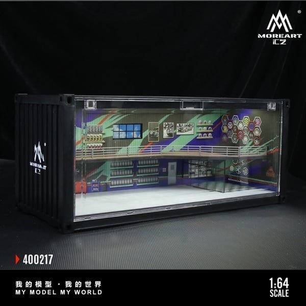  Hộp trưng bày container mô phỏng Repair shop HKS model có tầng - có đèn 38.7x16x16.5cm tỉ lệ 1:64 MoreArt MO400217 