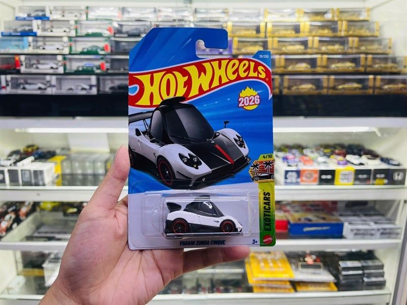  Mô hình xe Pagani Zonda Cinque Mainline - Exoticars (xe thật) Hotwheels kim loại có bản quyền chính hãng tỉ lệ 1:64 C4982-ML 