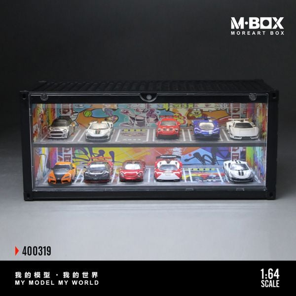  Hộp trưng bày container mô phỏng Bối cảnh chủ đề Graffiti có đèn kích thước 38.7x16x16.5cm tỉ lệ 1:64 MoreArt box M-Box MB400319 