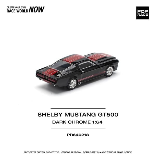  Mô hình xe Ford Mustang Shelby GT500 Dark crome tỉ lệ 1:64 Poprace PR640218 
