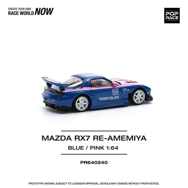  [Hàng Loose] Mô hình xe Mazda RX7 Re-Amemiya - blue/pink tỉ lệ 1:64 Poprace PR640240 