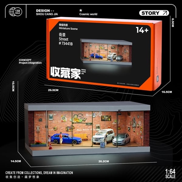  Hộp trưng bày mô phỏng Street Cosmic world Cảnh đường phố 295*165*65mm tỉ lệ 1:64 Shou cang jia SCJ73441A 