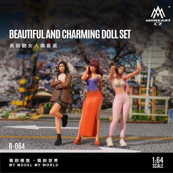  Mô hình set nhân vật 3 cô gái Beautiful and Charming Doll Set Simulation tỉ lệ 1:64 More Art MO223064 