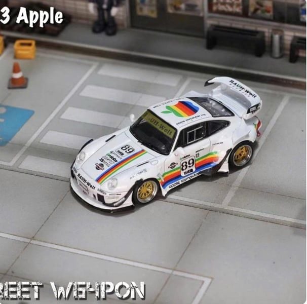  Mô hình xe Porsche 993 RWB Rauh Welt white Apple tỉ lệ 1:64 Street weapon SW6417006 