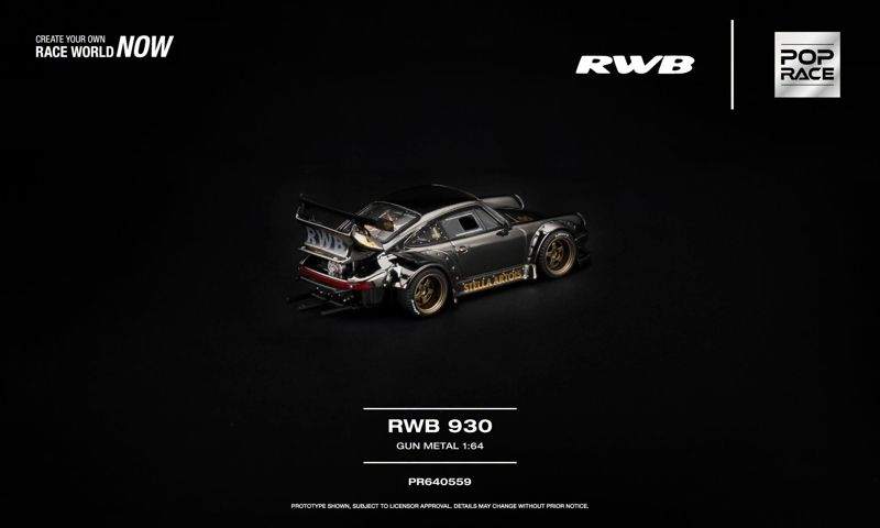  Mô hình xe Porsche RWB930 gun metal tỉ lệ 1:64 Pop Race PR640559 