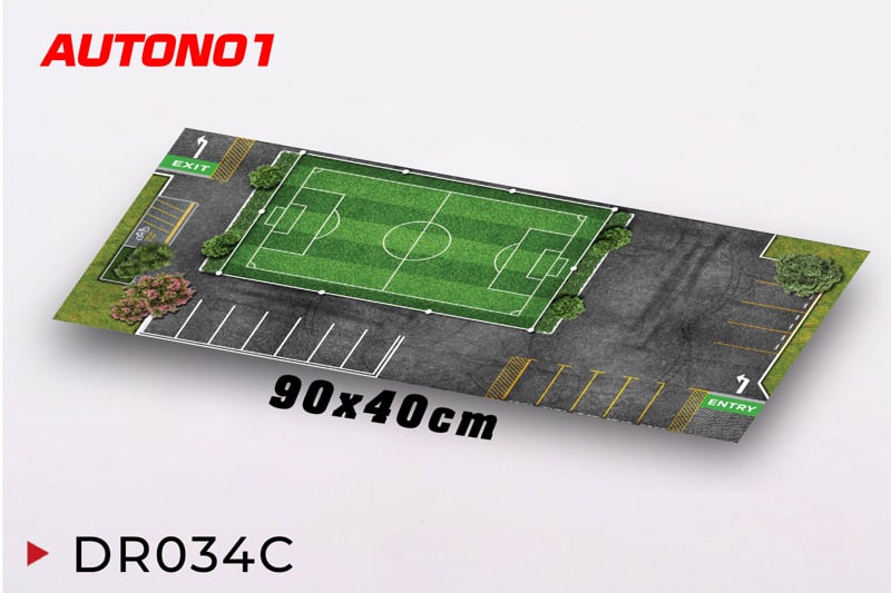  Phụ kiện thảm sa bàn chống trượt mô phỏng diorama bãi đỗ xe có sân bóng kích thước 90x40 cho mô hình xe 1:64 Autono1 PT034 