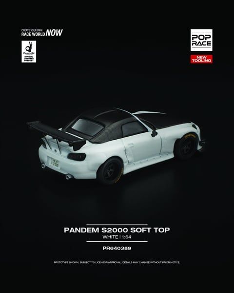  Mô hình xe Pandam S2000 Softtop White tỉ lệ 1:64 PopRace PR640389 