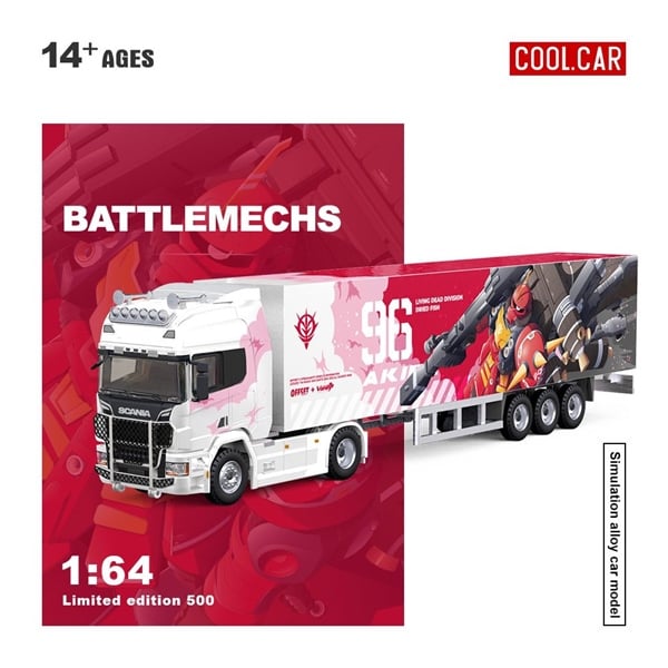  Mô hình xe Scania Container Truck Pink Mech Coating Simulation Alloy Car Model tỉ lệ 1:64 Cool Car CC644023 