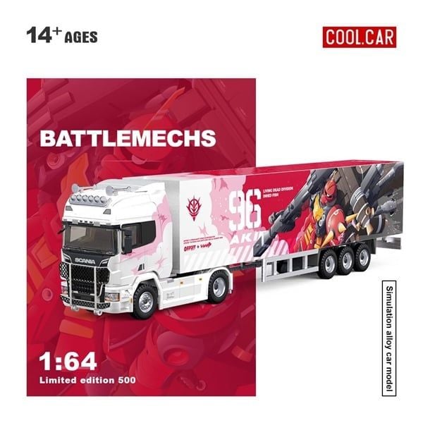  Mô hình xe Scania Container Truck Pink Mech Coating Simulation Alloy Car Model tỉ lệ 1:64 Cool Car CC644023 