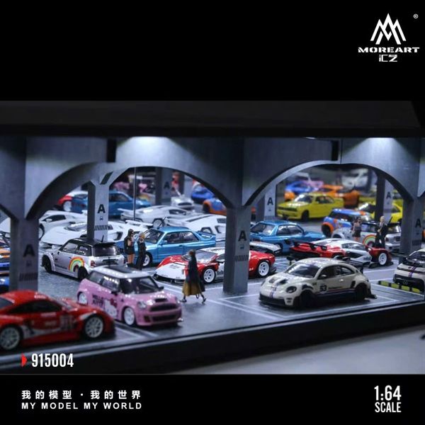  Hộp trưng bày mô phỏng bãi đổ xe dưới hầm Underground parking lot series có đèn kích thước 30x30x10.5cm tỉ lệ 1:64 MoreArt MO915004 