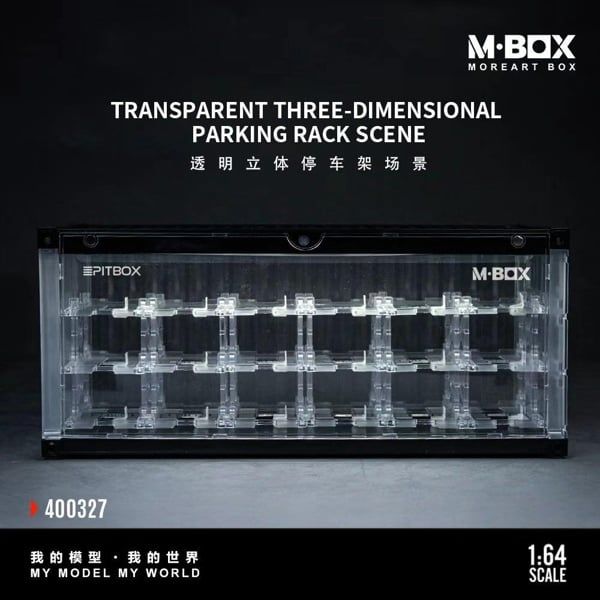  Hộp trưng bày container Cảnh giá đỗ xe 3D trong suốt kích thước 33.4cm x 14.5cm x 7.8cm tỉ lệ 1:64 MoreArt Box M-BOX MB400327 