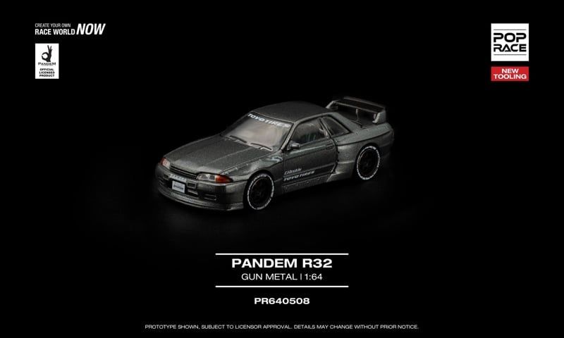  Mô hình xe Nissan Pandem R32 - Gun Metal tỉ lệ 1:64 Pop Race PR640508 