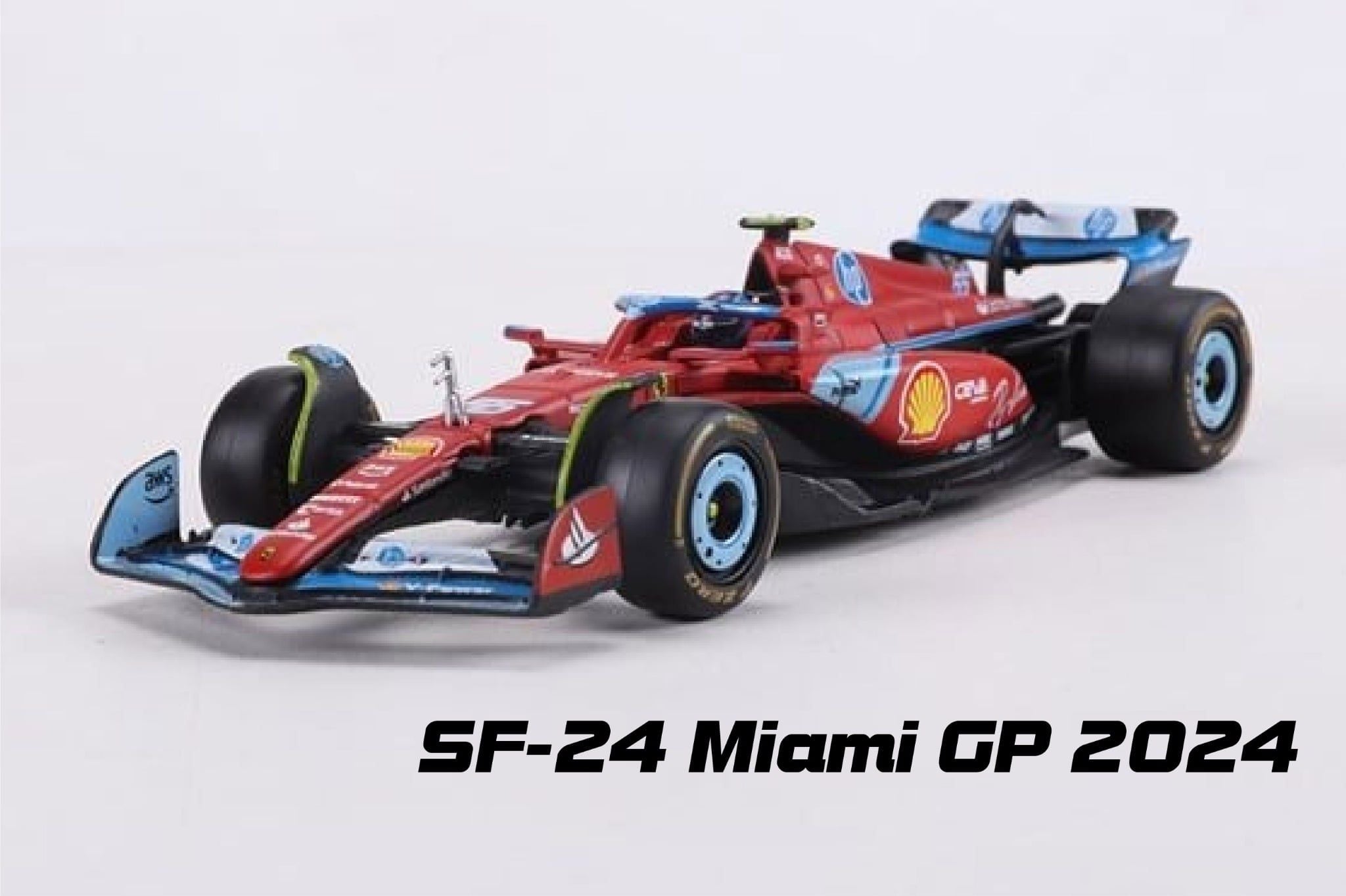  Mô hình xe đua F1 Formula Ferrari SF-24 Miami GP 2024 hộp mica tỉ lệ 1:43 Bburago OT43028 