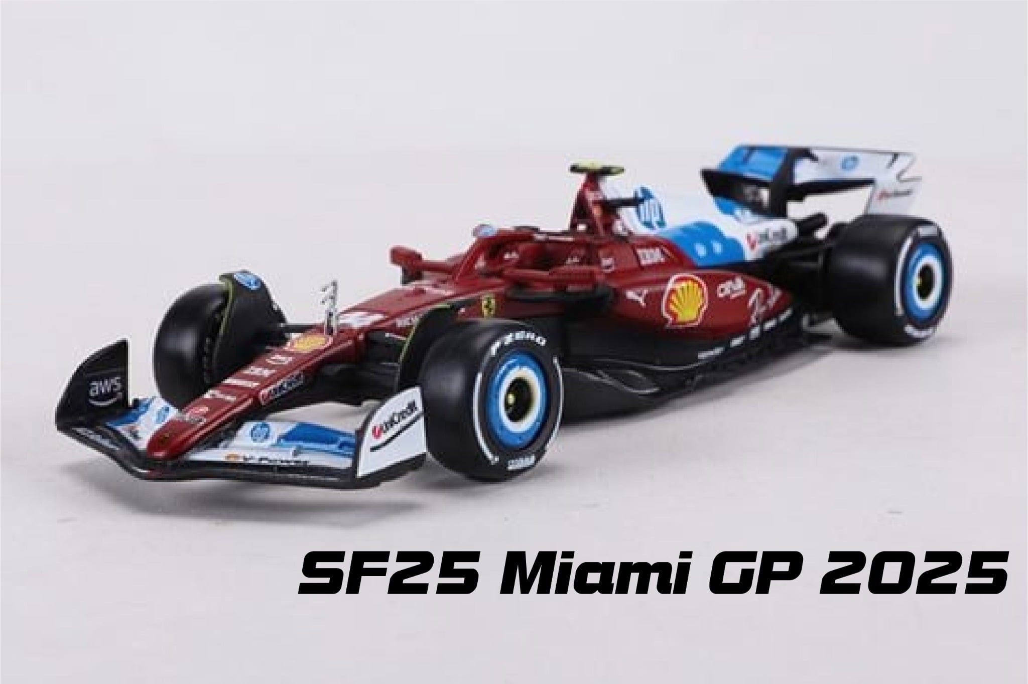  Mô hình xe đua F1 Formula 1 Ferrari SF25 Miami GP 2025 tỉ lệ 1:43 Bburago OT43026 