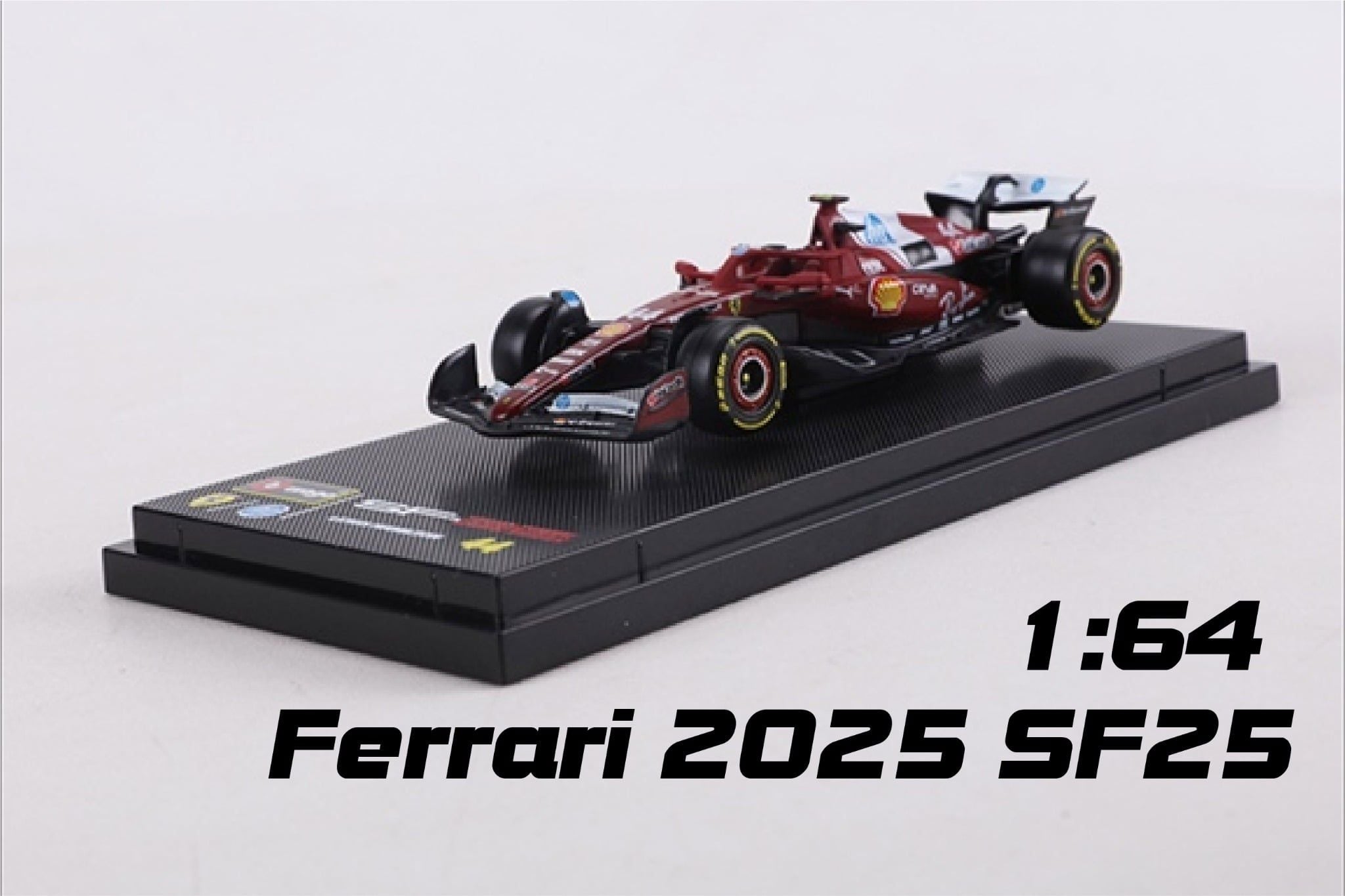  Mô hình xe đua F1 Formula 1 Scuderia Ferrari 2025 SF25 hộp mica tỉ lệ 1:64 Bburago OT64805 