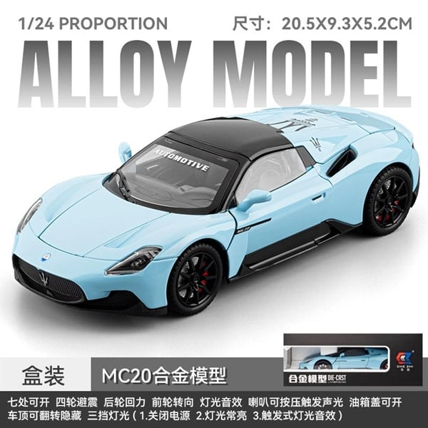  Mô hình xe Maserati MC20 2023 full open, bánh xoay được tỉ lệ 1:24 Chezhi OT24087 