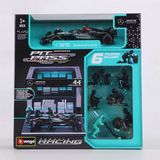  Set Mô hình xe đua F1 đi kèm 6 FIG + Pit Set Garage Mercedes AMG Petronas F1 W15 E Performa OT43032nce tỉ lệ 1:43 Bburago 38452 OT43032 