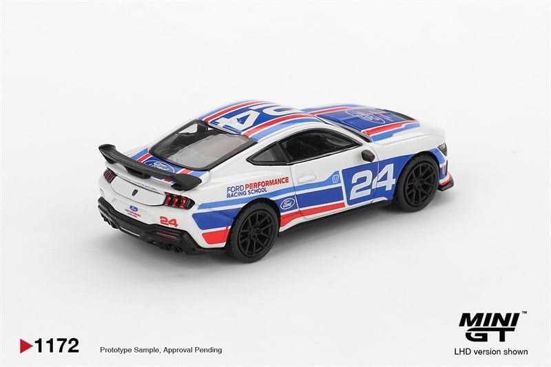  Mô hình xe Ford Mustang Dark Horse #24 Ford Performance Racing School bản card tỉ lệ 1:64 MiniGT MGT01172 