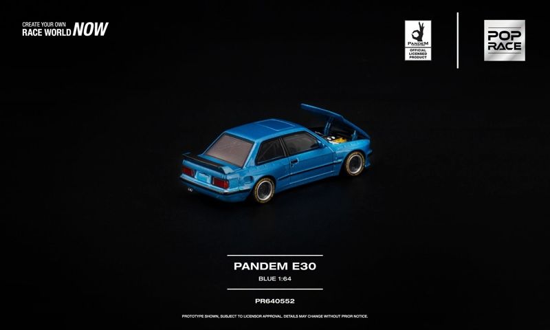  Mô hình xe BMW E30 Pandem blue tỉ lệ 1:64 Pop Race PR640552 