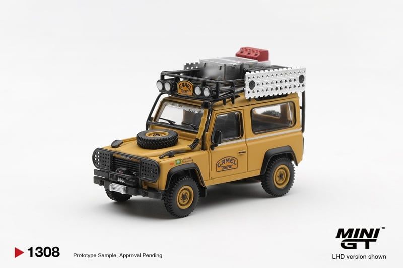  Mô hình xe Land Rover Defender 90 1985 Camel Trophy Borneo Team Brazil bản card tỉ lệ 1:64 MiniGT MGT01308 