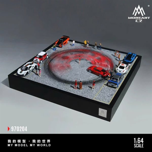  Hộp trưng bày mô phỏng diorama sân drift Car Drift Turntable Scene Mode 30cm × 30cm × 0,5cm tỉ lệ 1:64 MoreArt MO970204 