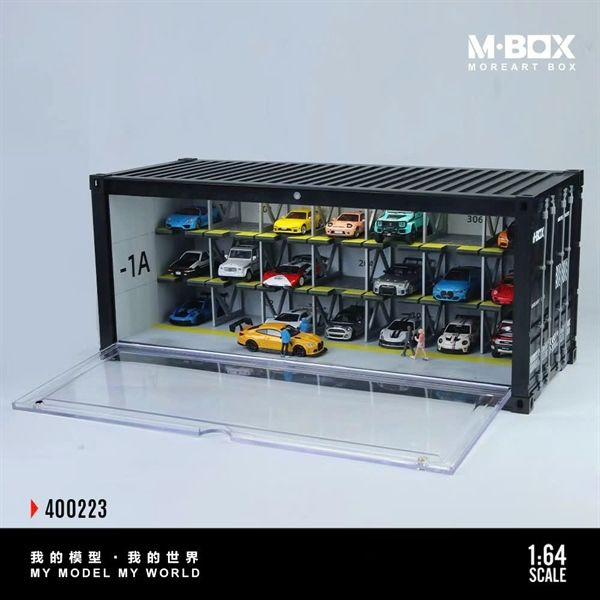  Hộp trưng bày container mô phỏng garage 3 tầng Parking Garage Scene kích thước 38.7cm x 16cm x 16.5cm tỉ lệ 1:64 Moreart box MBox MB400223 