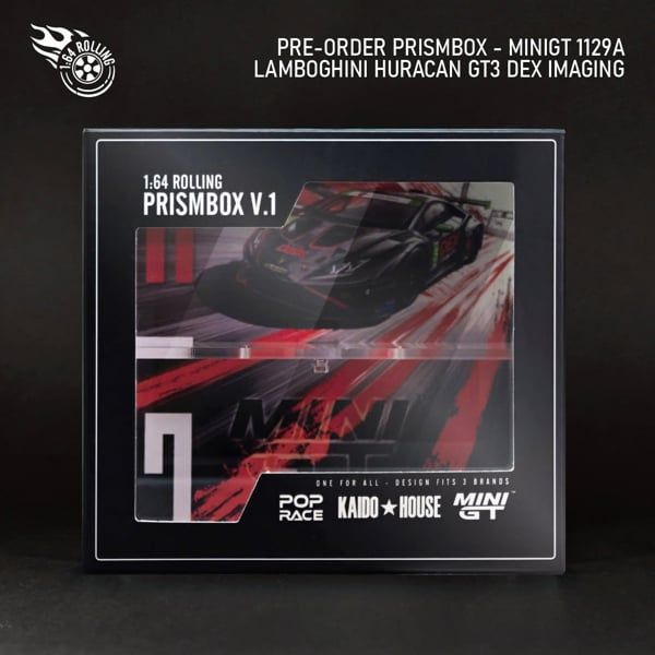  Hộp trưng bày mô hình Lamborghini Huracán GT3 EVO2 No. 45 DEX Imaging 2024 IMSA Daytona 24 Hrs tỉ lệ 1:64 PRISMBOX MN1129 