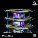  Hộp trưng bày mô phỏng bãi đổ xe 4 tầng - 4 mặt hình lục giác có đèn Octagonal Building Parking Lot tỉ lệ 1:64 MoreArt MO922008 